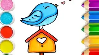 How To Draw a Bird For Kids/ Çocuklar için kuş nasıl çizilir/Hvordan man tegner en fugl til børn