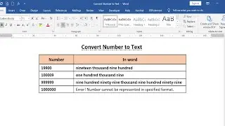 How to convert Number to Text in Word