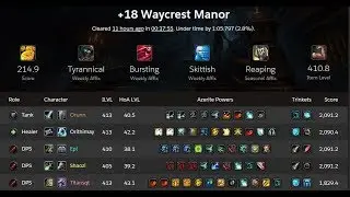 Waycrest Manor Mythic+ 18 | 2.1k Ret Paladin PoV | +1