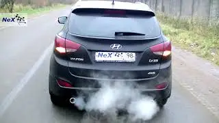 NeX® Hyundai ix35. ЭКСКЛЮЗИВ! Глушитель раздвоенный & насадки диам. 76 мм. Звучная классика