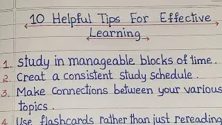 10 Helpful tips for effective learning # exams. @swetha's learning hub