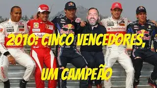 2010: Alonso, Vettel, Webber, Hamilton, Button e o RB6 de Newey