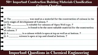 MCQ Questions Construction Building Materials Classification Caissons with Answers