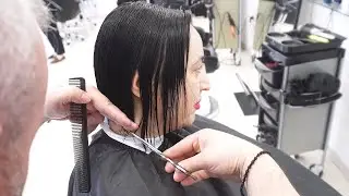 ANTI AGE HAIRCUT - SHORT STACKED BOB CUT WITH BANGS