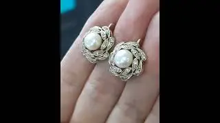 Золотые серьги (Вставки цирконы , Жемчуг),Проба 585 ,Вес 8,04 гр ,Цена 32 тыс рублей