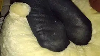 sweaty stinky black socks footrest