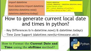 10. datetime.datetime.now(), strftime(), datetime.now(tz) |