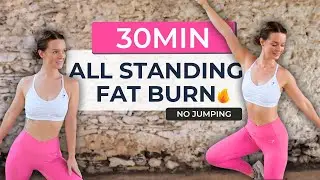 30 MIN ALL STANDING FAT BURN | Full Body + No Jumping HIIT | Standing Abs, No Equipment, No Repeat