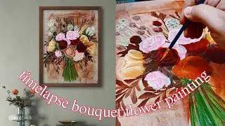 relaxing timelape one stroke flower bouquet painting