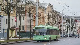 Минск.Поездка в троллейбусе БКМ-321,борт.5521,марш.68 (12.12.2020)