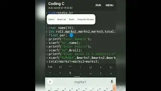 C Program To Accept Name Roll marks in 3 subjects Calculate Total Percentage | C program Tutorial