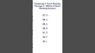 Cambridge 7 Reading Test 4 Passage 3 - Effects of Noise Reading Answers 29.10.2025