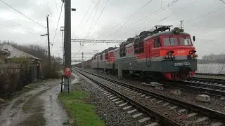 Под ливень! Электровозы ВЛ80с 960Б/1233 с грузовым поездом