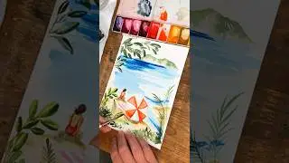 Paint your happy place on YouTube tonight. #watercolor  #beach
