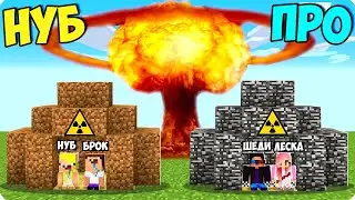 ДОМ НУБОВ И ДОМ ПРО ПРОТИВ ЯДЕРНОГО ВЗРЫВА В МАЙНКРАФТ! ШЕДИ ЛЕСКА И НУБИК MINECRAFT