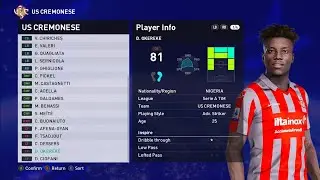 CREMONESE PLAYER FACEPACK, KITSPACK AND FILE EDIT | PES 2021| PC VERSION