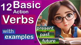 Action Verbs with examples in present tense, past tense  and future tense☺️☺️📚 #english #spoken