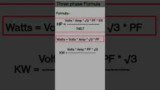 3- phase formula 3-Phase electrical formula |power Calculation formula | 3- phase Load calculation