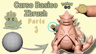 Tyranitar Chibby con Pokemoneda 3D - Tutorial Básico en zbrush #Clase3 #pokemongo