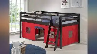 Alaterre Furniture Roxy Pine Twin Junior Loft Bed, Espresso with Red & Blue Tent review