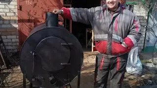 Величезна буржуйка з турбіною. Укрмангал.