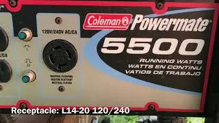Coleman Powermate 5500 generator in operation