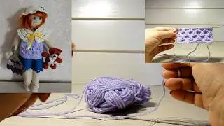 2 Вязание спицами узор  жилет для игрушки кукольная одежда