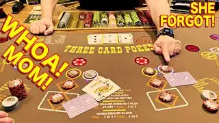 MOM TRIES THREE CARD POKER