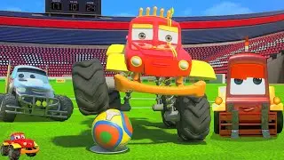 Monster Truck Dan In Goal Animated Trucks Football Match for Kids