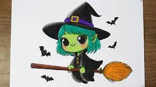 Como Desenhar uma Bruxa de Halloween || Desenho dia das bruxas