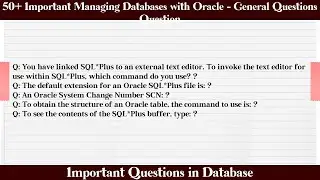 MCQ Questions Managing Databases with Oracle - General Questions with Answers