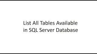 List All Tables Available in SQL Server Database