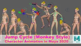 Animating a Jump Cycle. Monkey Style Pounce Jump for game Unity 3D. Character Animation in Maya 2020