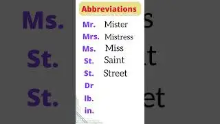Common abbreviations  in English  