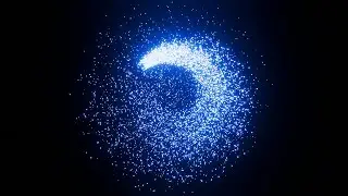 Particles Following a Spiral Curve. Blender 3D. Abstract Background Animation. Particles System.