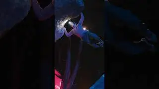 Sending Kubalik (8B) during night bouldering session in Brione, Ticino