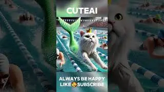 What if a little mermaid cat participates in a swimming competition😱😹 #cat #ai #catlover #貓 #aicat