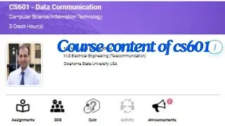Course content of cs601| CS601 Lecture No.1 ||Data Communication.|| Virtual University of Pakistan
