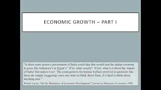 Economic Growth - Part I
