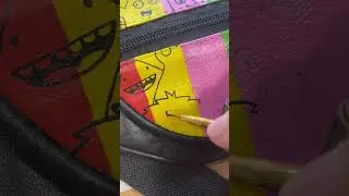 “Doodle Bumbag” Angelus paints on leather bumbag #shorts #originalpainting #artwork