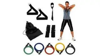 Black Mountain Products Resistance Band Set with Door Anchor, Ankle Strap, Exercise Chart, and Resis