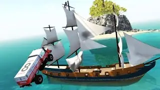 Jumps Cars Attacking Ships #2 - BeamNG.drive