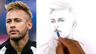 How to Draw Neymar Jr. Easily Step by Step 😱 Neymar Portrait Drawing 