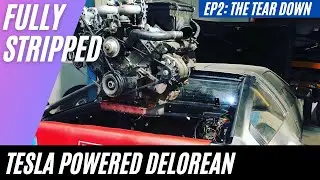 Tesla DeLorean Electric EV Conversion - Part 2: Fully Stripped, Not Charged