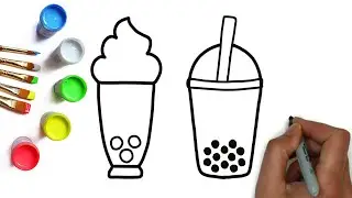 How to draw ice cream and soda in cups, easy drawings for children and toddlers