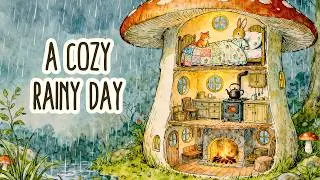 A Cozy Rainy Day in the Little Rabbit’s Cottage 🌧️ | Gentle Storybook Folk Music