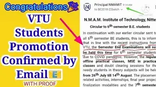 VTU Update:-Congratulations🤩🥳 students Promotion Confirmed✅