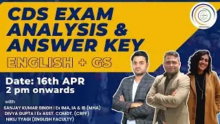 CDS EXAM ANALYSIS & ANSWER KEY (English & GS)  I 16th April I 
