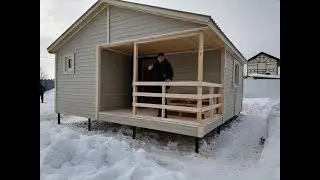 Дачный дом 6х6 с угловой террасой, отделка сайдингом | Мама Дача