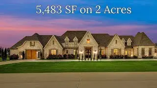 Custom 1-Story 5,483 SF, 2 Acres, Porte-Cochère, 5-Bed, 4.5-Bath, 3-Car, NE of Dallas Home For Sale